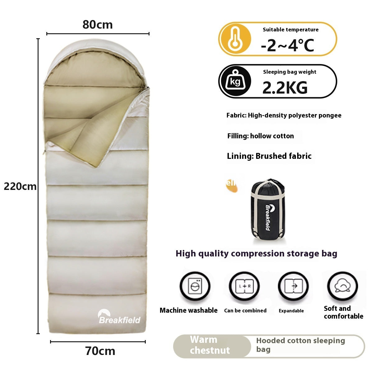 Thickened Waterproof Cotton Outdoor Sleeping Bag