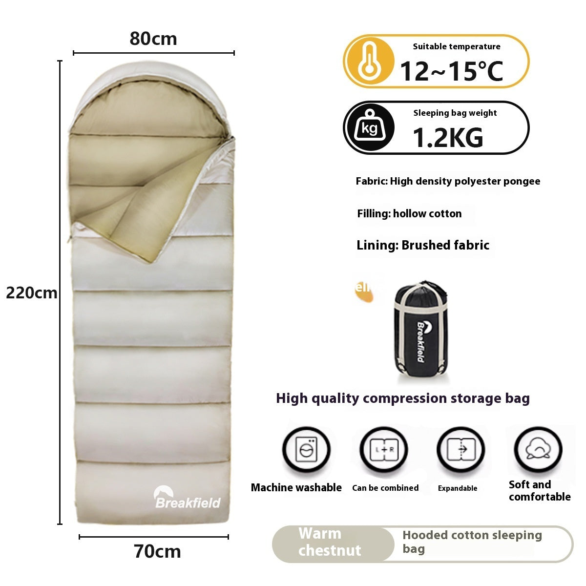 Thickened Waterproof Cotton Outdoor Sleeping Bag